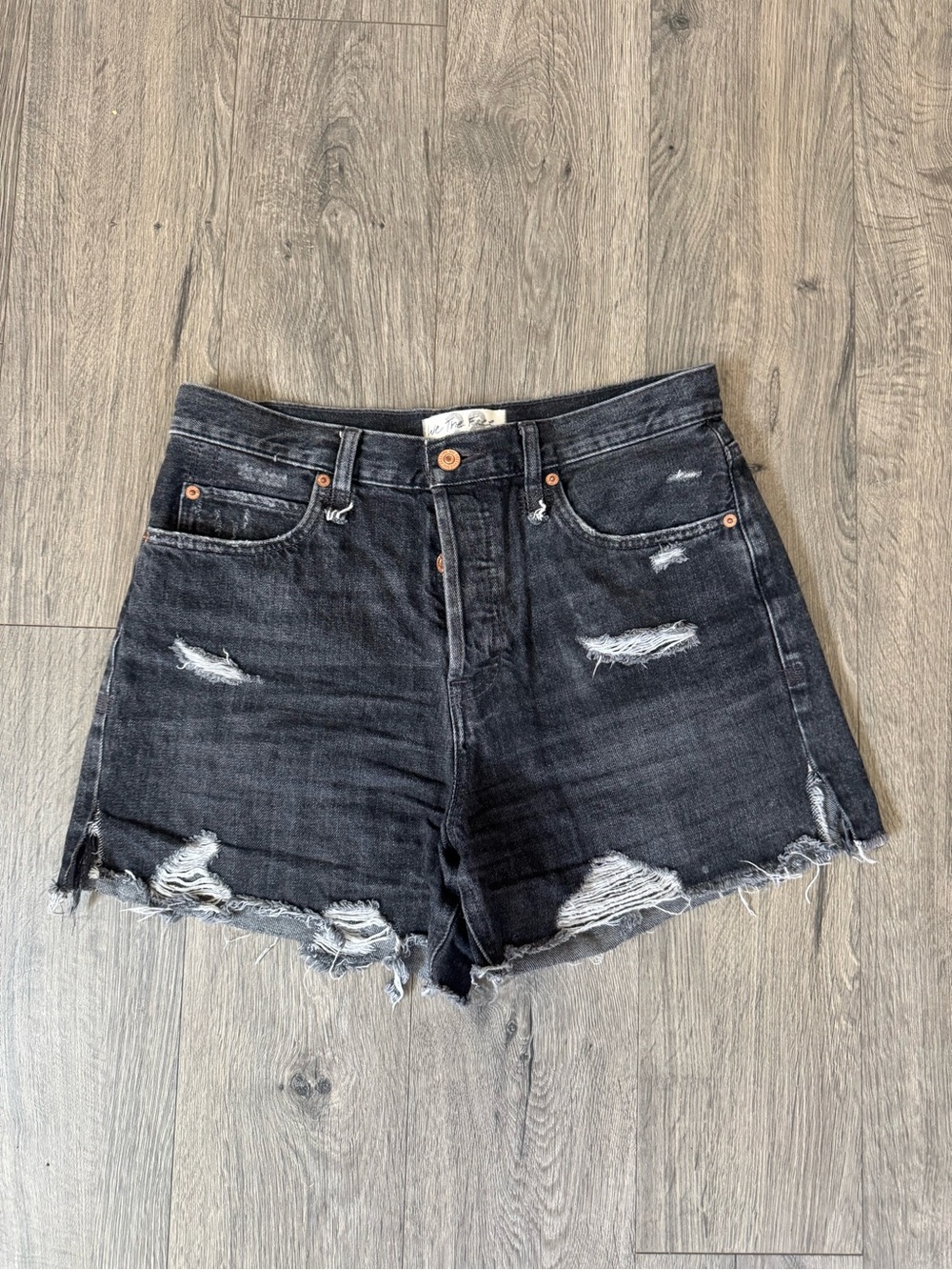 We The Free Distressed Black Denim Jean Shorts